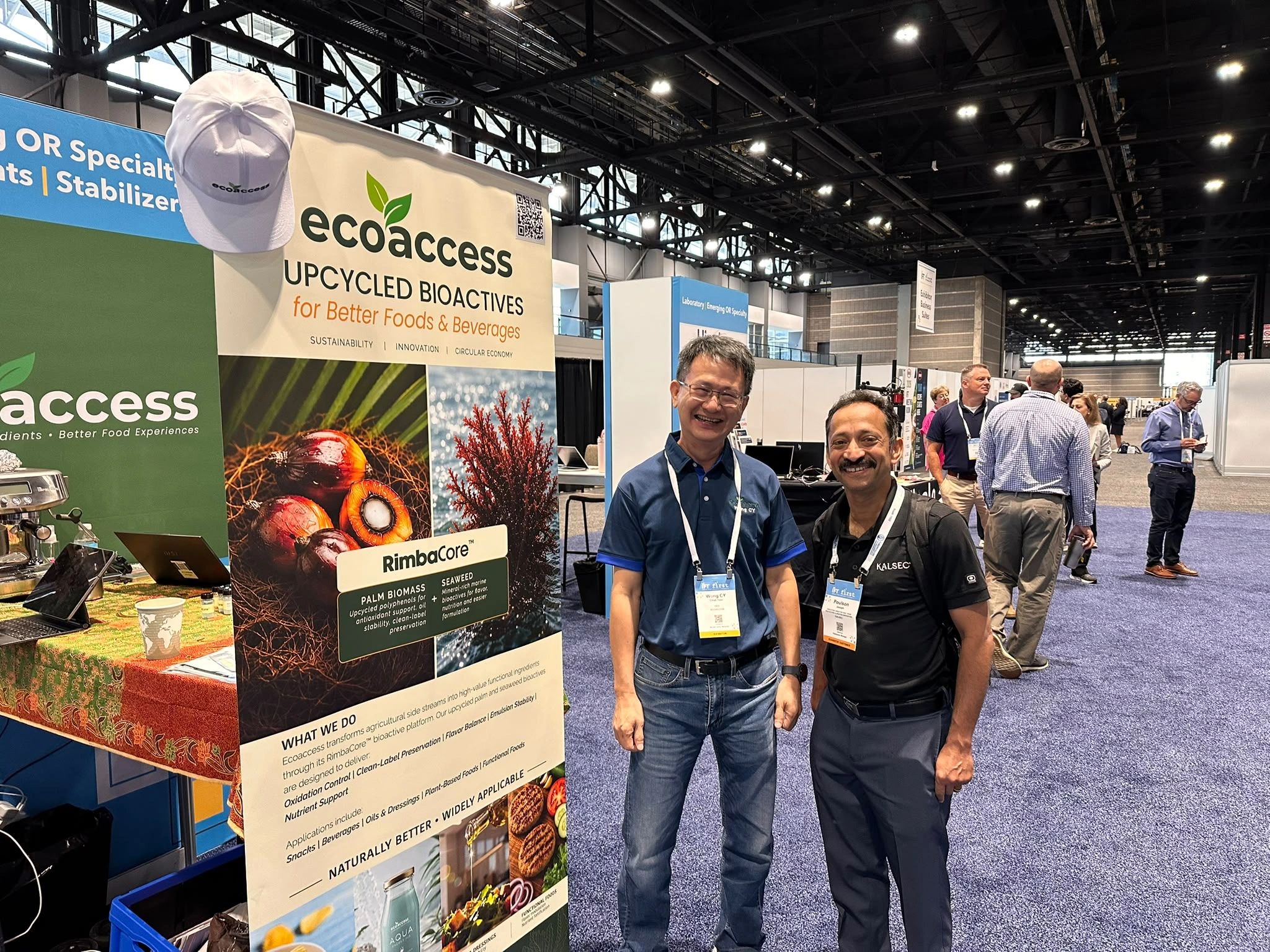 The Ecoaccess RimbaCore™ banner at the booth on the IFT FIRST 2026 expo floor