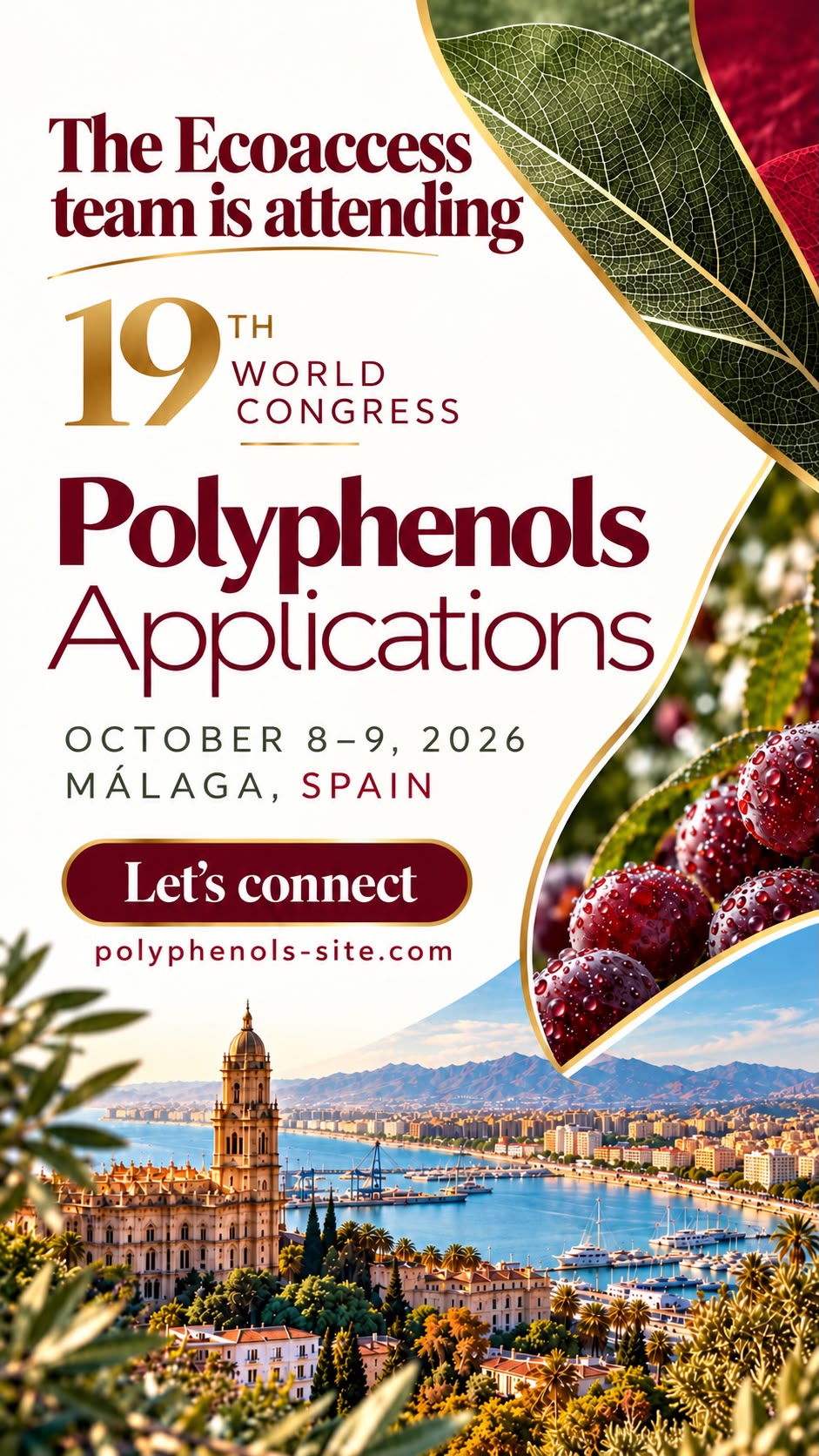 The Ecoaccess team is attending the 19th World Congress Polyphenols Applications, October 8–9, 2026, Málaga, Spain